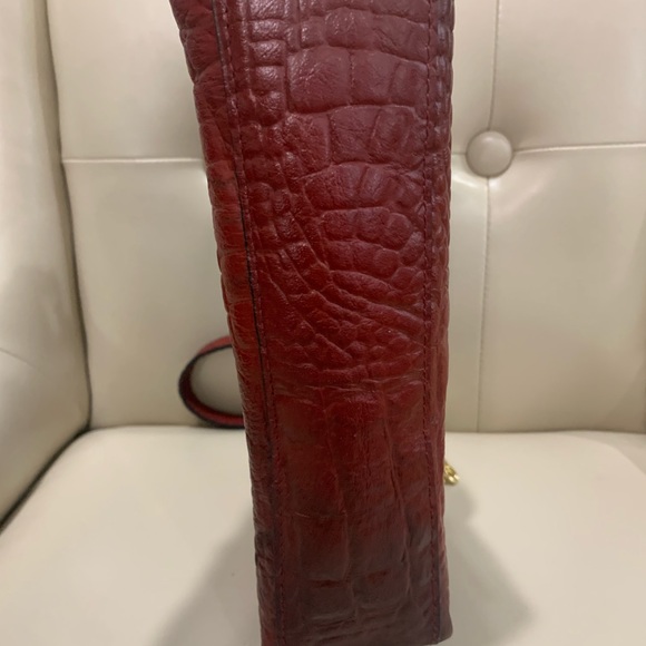 BURGUNDY CROCODILE REAL LEATHER CROSSBODY BAG - Picture 7 of 8